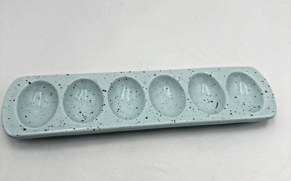 Mud Pie Deviled Egg Platter Speckled Blue 2018